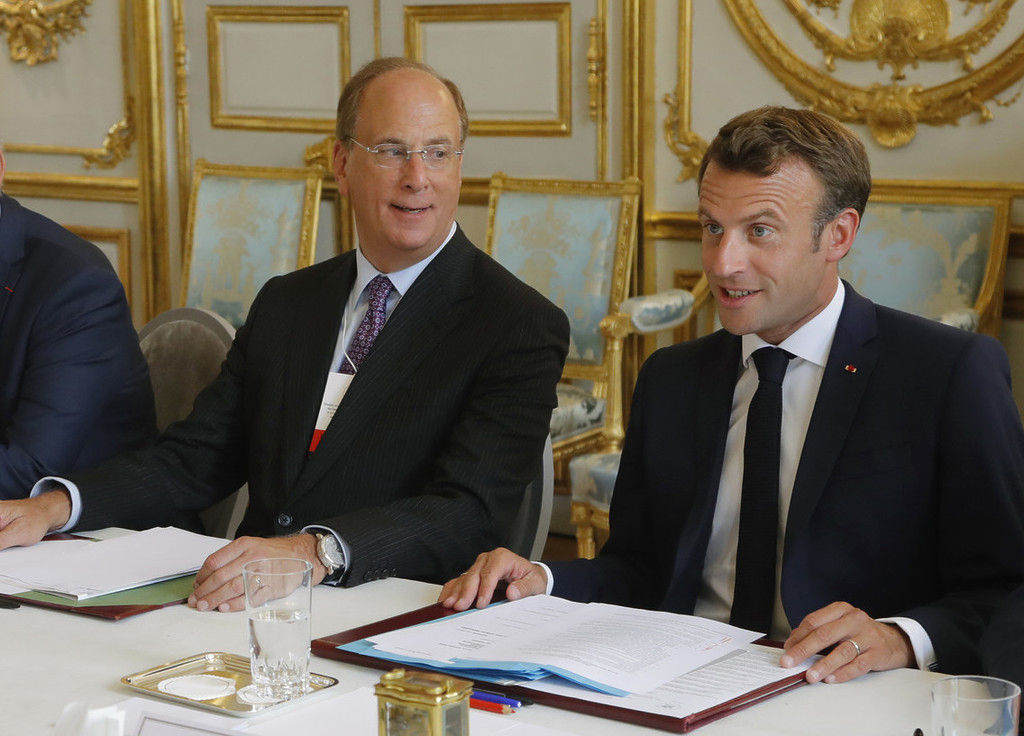 Larry Fink bei Emmanuel Macron